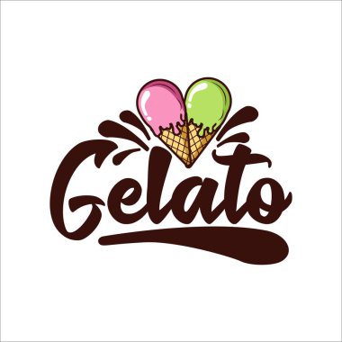 Dondurmalı dondurma logosu logo, etiket, rozet, çıkartma, afiş, ticari markalaşma