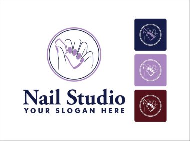 Tırnak kuaförü logo tasarımı vektör illüstrasyonu yaratıcı stil premium logo