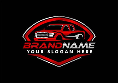 Siyah arkaplanda izole edilmiş logo vektör amblemi şablonu