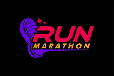 Ayakkabı çalışan spor logosu tasarım şablonu, turnuvalar ve maraton