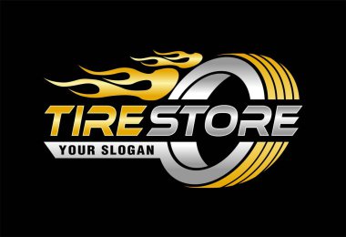 Lastik dükkanı logoları sembolü modern siluet otomobil tekerlek çizimi