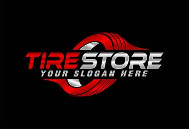 Lastik dükkanı logoları sembolü modern siluet otomobil tekerlek çizimi