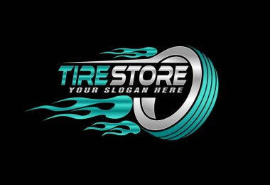 Lastik dükkanı logoları sembolü modern siluet otomobil tekerlek çizimi