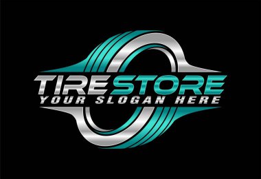 Lastik dükkanı logoları sembolü modern siluet otomobil tekerlek çizimi