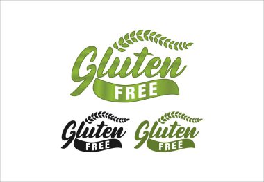 Glütensiz simge etiketi etiketi etiketi işareti ürün ambalajı diyet konsepti için ürün tasarımı için şablon vektörü sağlıklı beslenme.