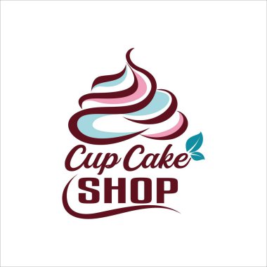 Kupa keki tatlı logo vektör tasarımı çizimi pasta işi için mükemmel