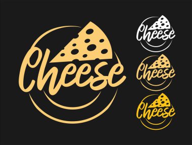 Peynir logosu amblemi rozet etiketi süt ürünleri ürün illüstrasyonu arka planda izole