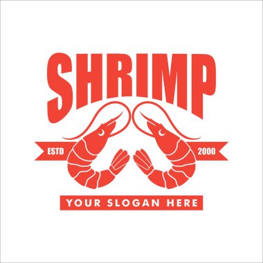 Karides deniz ürünleri logosu soyut etiket tasarımı şablonu düz tasarım vektör illüstrasyon restoran işi arka planda izole