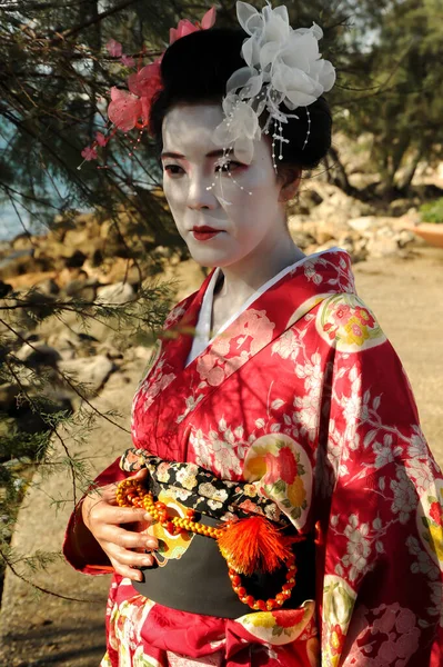 Deniz kenarındaki geyşa farkındalığı