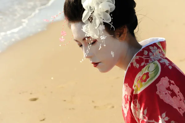 Deniz kenarındaki geyşa farkındalığı