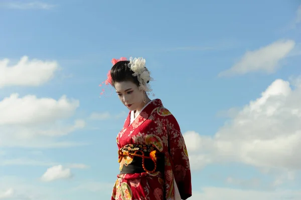 Deniz kenarındaki geyşa farkındalığı