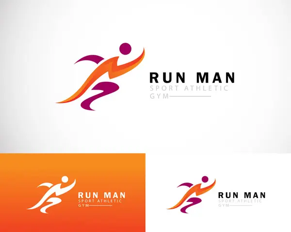 Run man logo creative color abstract people sport athletic icon