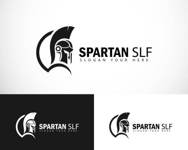 Spartalı logo yaratıcı tasarım kalkanı güçlü kask koruması