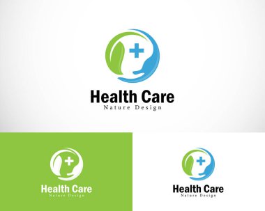 Sağlık hizmetleri logosu yaratıcı tasarım insanları artı tıbbi klinik sembolü.