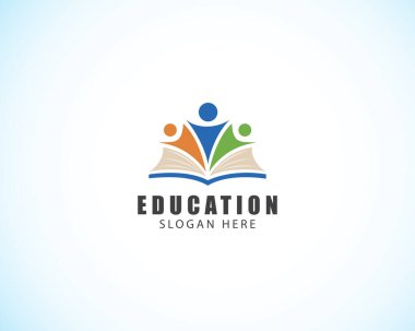 Eğitim logosu yaratıcı kitap illüstrasyon logosu akıllı logo