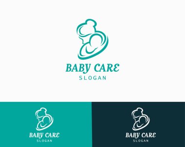anne ve bebek logosu bebek bakımı vektör çizimi