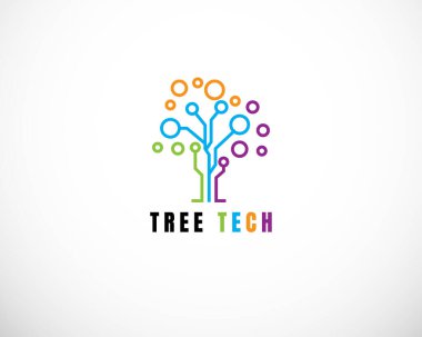 ağaç teknolojisi logosu yaratıcı sistem dijital bağlantı logosu tasarımı