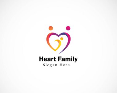 kalp ailesi logosu yaratıcı tasarım şablonu
