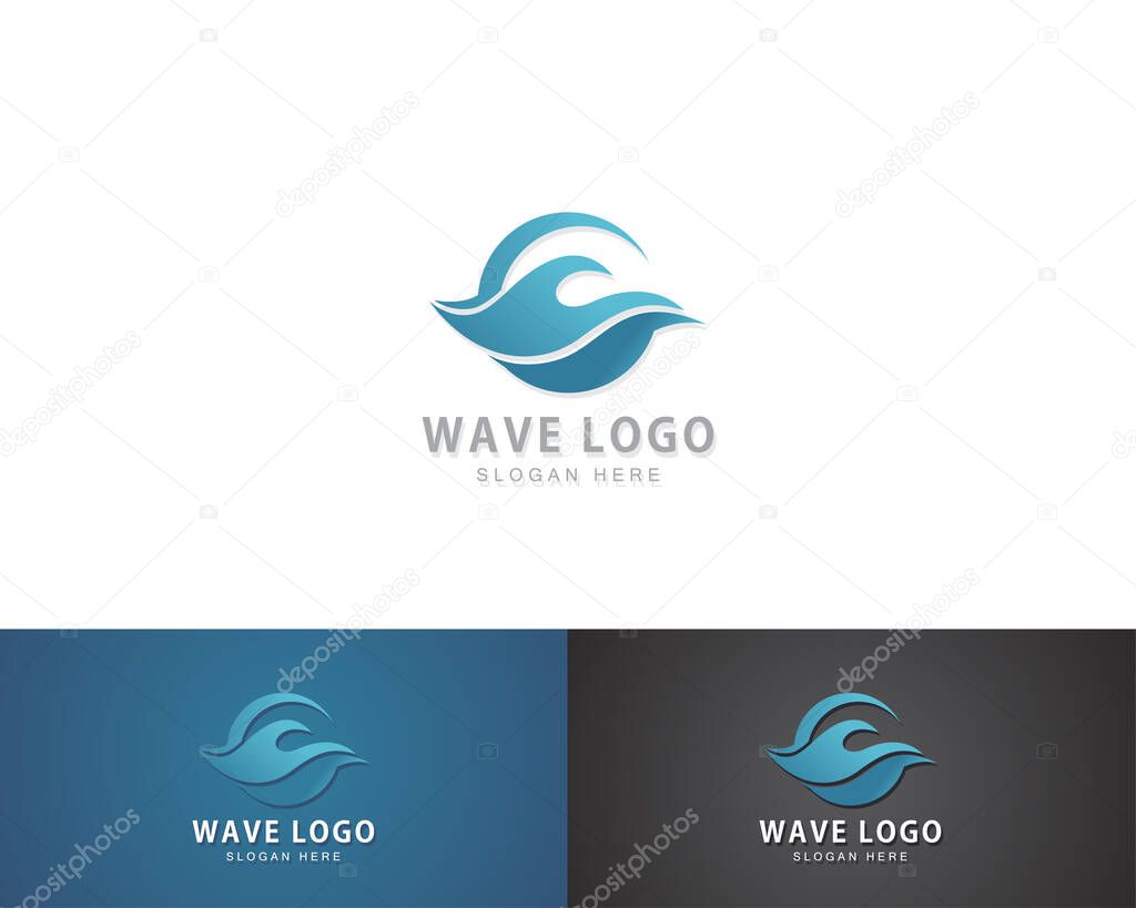 Wave logo creative circle ocean sign symbol