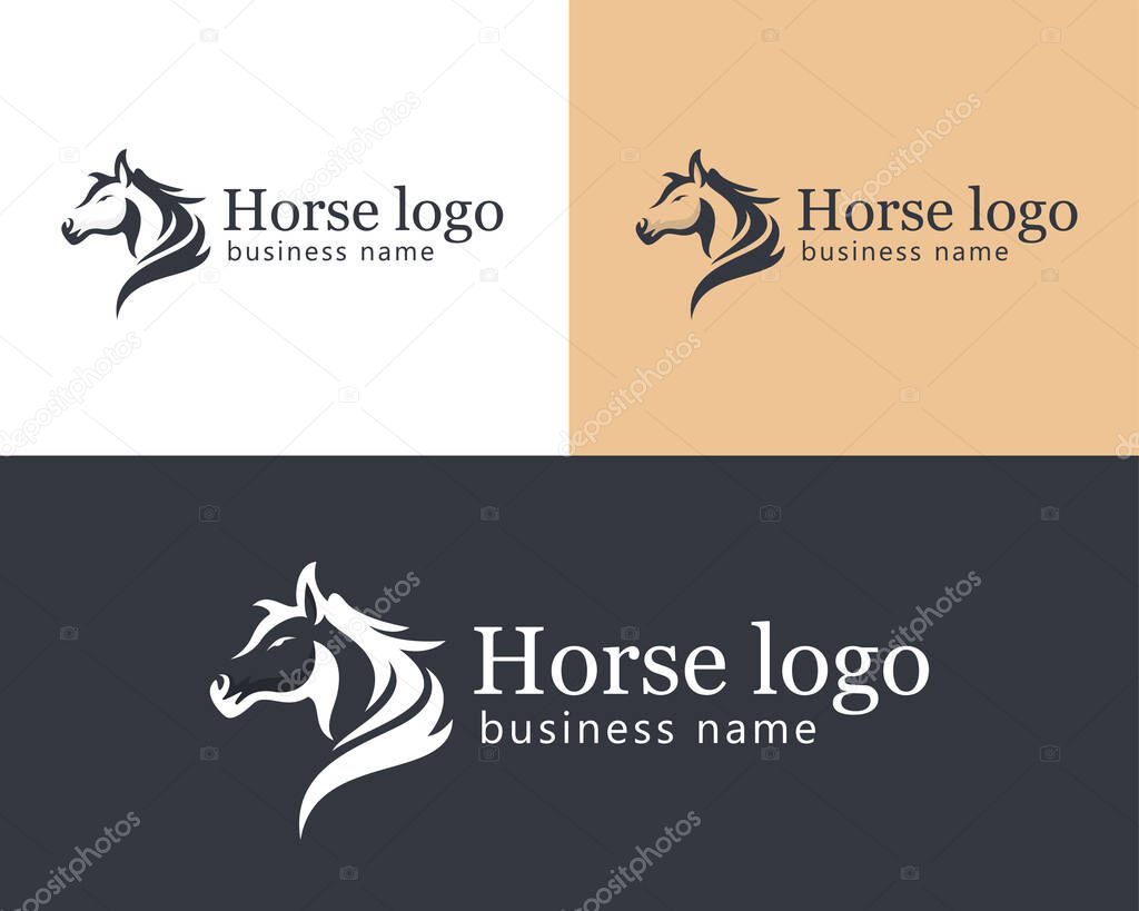 Horse logo creative head strong design vector