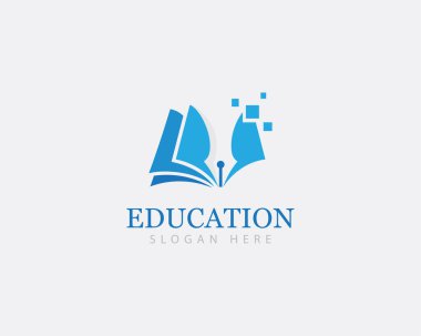 eğitim logosu yaratıcı konsept dijital okul dijital piksel tasarım vektörü