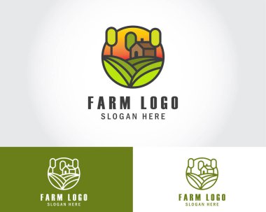 çiftlik logosu yaratıcı yeşil doğal sanayi illüstrasyon amblemi