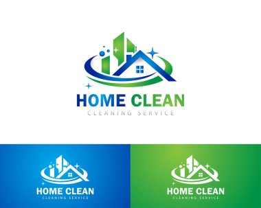 ev temizliği logosu yaratıcı servis evi tasarım renk gradyanı