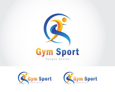 Spor salonu logosu yaratıcı insanlar aktif yoga atletik koşu tasarımı konsepti