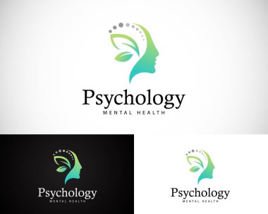 Psikoloji logosu yaratıcı sağlık beyin tasarımı doğa yaşam konsepti insanların başı