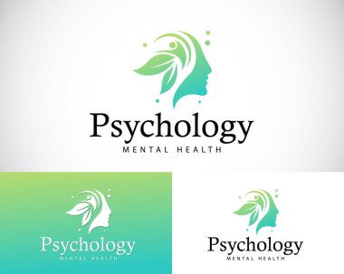 Psikoloji logosu yaratıcı sağlık beyin tasarımı doğa yaşam konsepti insanların başı