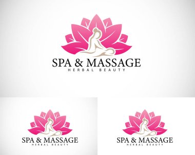 Spa masaj logosu yaratıcı tasarım konsepti lotus sağlık bitkisel omurga