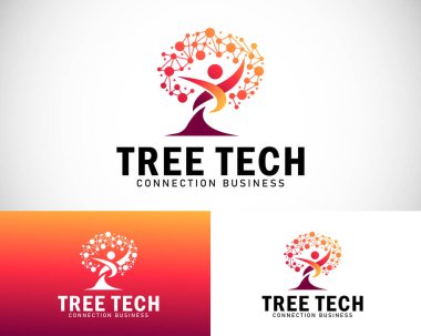 ağaç teknolojisi logosu yaratıcı insanlar tasarım konsepti akıllı bağlantı yenilik teknolojisi