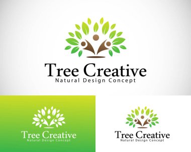 Ağaç yaratıcı logo yeniliği insanlar konsept tasarlıyor. Doğal sağlık zihin hayırseverliği.
