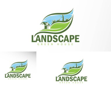 peyzaj logosu yaratıcı yeşil tasarım konsepti çim biçme makinesi güneş ormanı