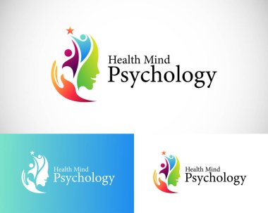 sağlık zihni logosu yaratıcı tasarım psikolojisi yıldız el bakımı ikonuna ulaşıyor