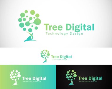 ağaç dijital logo tasarımı yaratıcı genetik bilim molekülü bağlanma teknolojisi