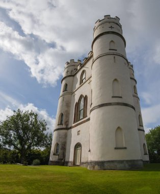 Exeter UK.08-29-24.Fairy tale castle Belvedere at Haldon forest in Devon, UK. Lawrence castle bathed in sunlight at sundown. A popular wedding and civil ceremony venue. Spectacular white castle  clipart