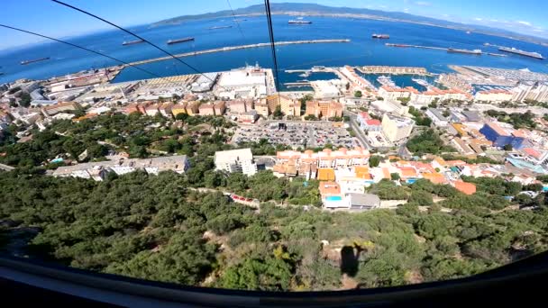 Gibraltar Spain Cable Car Ride Rock Gibraltar Town — Stock Video