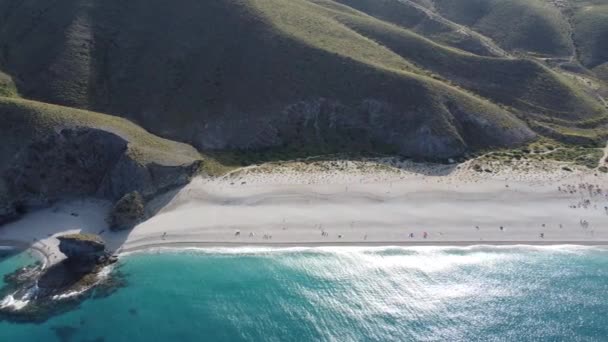 Dronové Záběry Playa Los Muertos Panning Zleva Doprava Celé Délce — Stock video