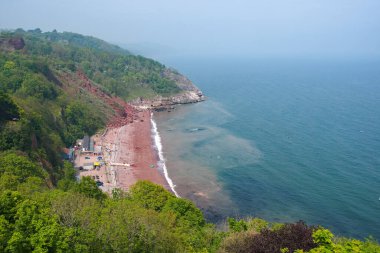 Babbacombe beach in Torquay, Devon. English riviera tourism. Viewed from Babbacombe downs.