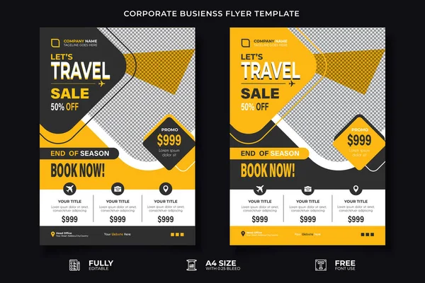 Seyahat şirketinin tanıtım broşürleri seyahat acentesinin tasarımı. Seyahat, turizm veya yaz tatili turnesi çevrimiçi pazarlama broşürü, soyut grafik arkaplan ve logo içeren poster.