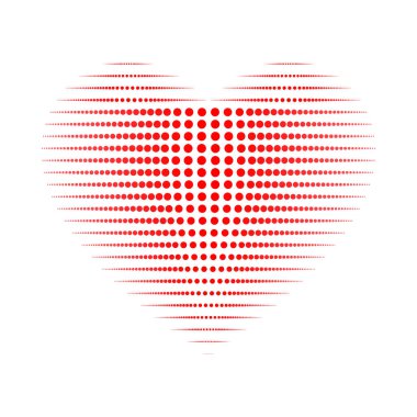 Kalp ikonu. Kırmızı kalp şeklinde. Basit çizgi simgesi. Aşk sembollerinin vektör seti. Noktalı kalp.