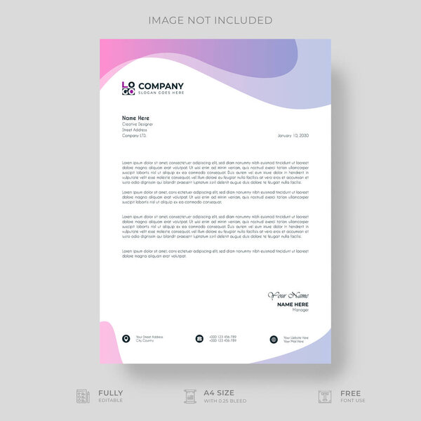 Professional And Creative Modern Corporate Business Letter Head Template.