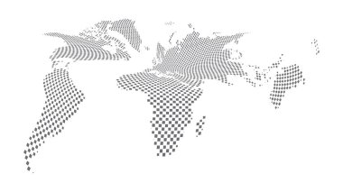 Dünya haritası yarım ton. Dünya haberleri ve makaleleri için yapılmış. Beyaz arkaplanda gri daireler.