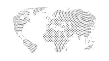 Dünya haritası yarım ton. Dünya haberleri ve makaleleri için yapılmış. Beyaz arkaplanda gri daireler.
