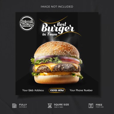 Yaratıcı Restoran Sosyal Medya Posteri Şablonu.