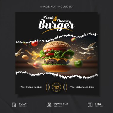 Yaratıcı Restoran Sosyal Medya Posteri Şablonu.