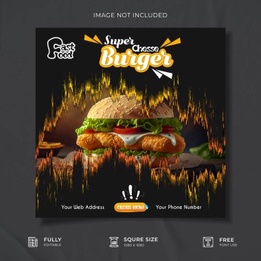 Yaratıcı Restoran Sosyal Medya Posteri Şablonu.