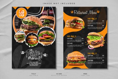 Yaratıcı Restoran Yemek Menüsü Tasarımı A4 Vektör Şablonu.