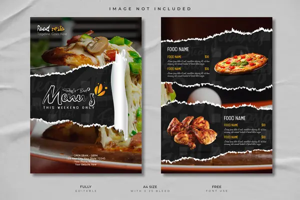 Yaratıcı Restoran Yemek Menüsü Tasarımı A4 Vektör Şablonu.